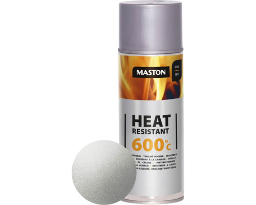 MASTON Spuitverf Heat resistant 600°C zilver 400 ml