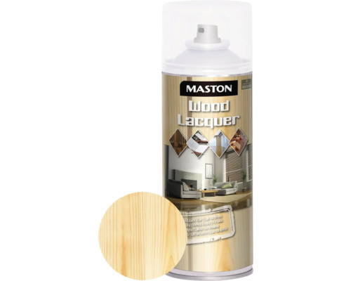 MASTON Wood lacquer special varnish 40 Silk 400 ml Maston Houtlak in spuitbus met houtmotief