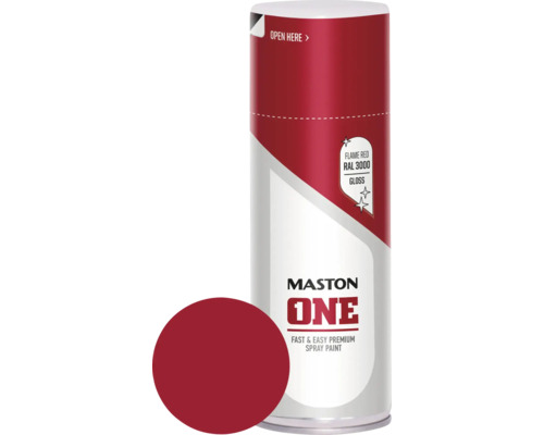 MASTON One spuitlak glans RAL 3000 vuurrood 400 ml Maston One lak spray, vlamrood RAL 3000