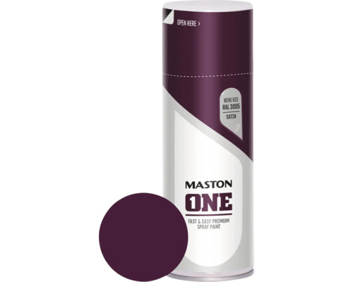 MASTON One spuitlak zijdemat RAL 3005 wijnrood 400 ml Mastons One spuitverf wijnrood RAL 3005