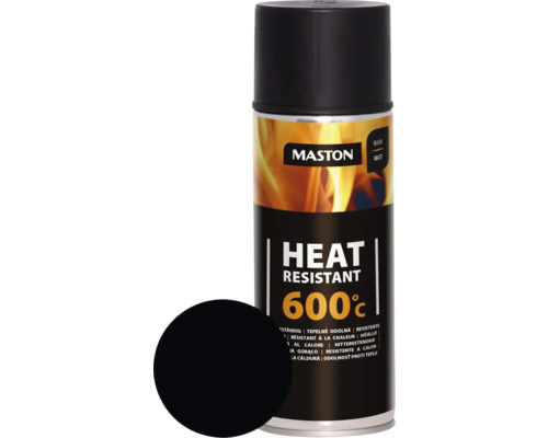 MASTON Spuitverf Heat resistant 600°C zwart 400 ml Maston Hittebestendige Spray tot 600 graden