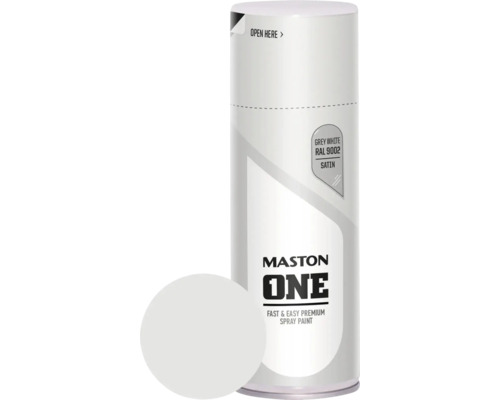 MASTON One spuitlak zijdemat RAL 9002 grijswit 400 ml Maston spuitbus in gebroken wit RAL 9002 met satijnen finish