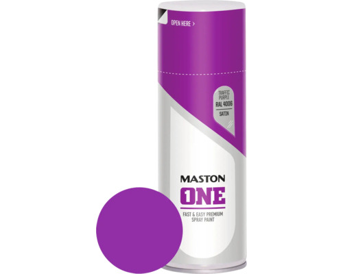 MASTON One spuitlak zijdemat RAL 4006 paars 400 ml Spuitbus met paarse verf van Maston