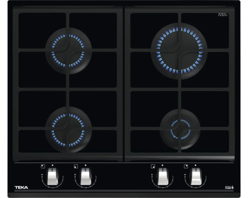 Zwarte gaskookplaat met vier branders van Teka