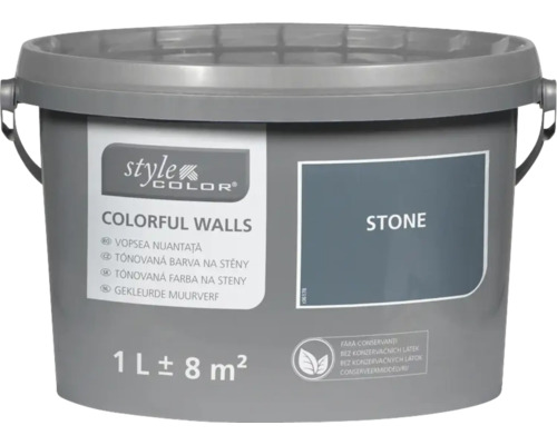 STYLECOLOR Colorful Walls Muur- en plafondverf Stone 1 l Emmer steenkleurige verf, 1 liter, voor kleurrijke muren