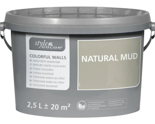 STYLECOLOR Colorful Walls Muur- en plafondverf Natural Mud 2,5 l Emmer met getinte muurverf, 2,5 liter, Natural Mud