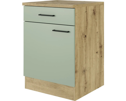 FLEX WELL Onderkast met schuiflade en draaideur Cara groen 60x60x85 cm