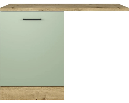 Keukenkast met handgreep en werkblad met houten decor