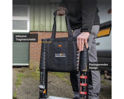 Telescopische ladder met draagtas en ruimtebesparend ontwerp