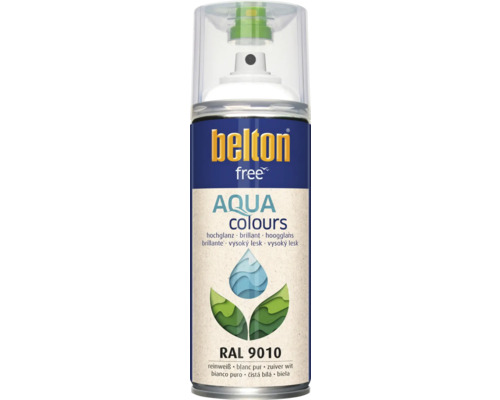 BELTON Spuitlak PU watergedragen hoogglans RAL 9010 wit 400 ml Belton Free Aqua Colours spuitlak RAL 9010