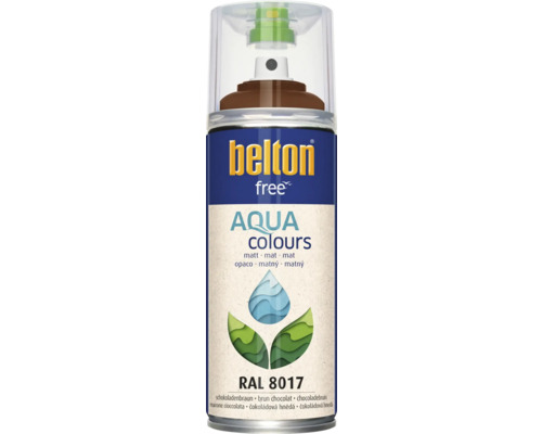 BELTON Spuitlak PU watergedragen mat RAL 8017 bruin 400 ml Belton Free Aqua verfspray, kleur chocoladebruin, RAL 8017