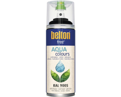 BELTON Spuitlak PU watergedragen zijdeglans RAL 9005 zwart 400 ml