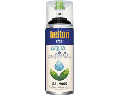 BELTON Spuitlak PU watergedragen hoogglans RAL 9005 zwart 400 ml