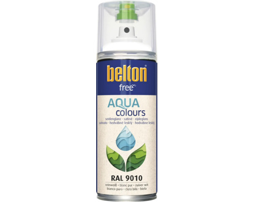 BELTON Spuitlak PU watergedragen zijdeglans RAL 9010 wit 400 ml Belton Free Aqua verfspuitbus RAL 9010
