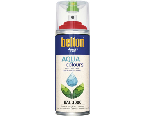 BELTON Spuitlak PU watergedragen mat RAL 3000 rood 400 ml Belton Free Aqua Colours lakspuitbus RAL 3000