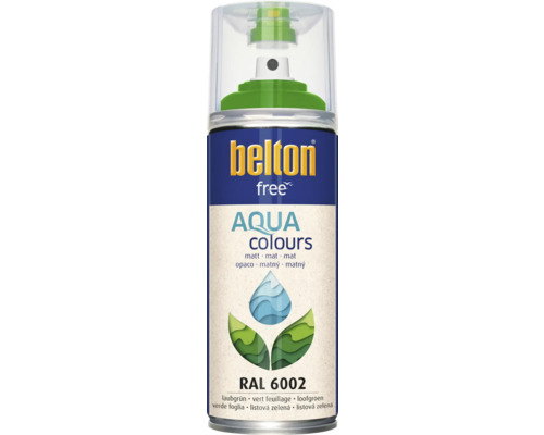 BELTON Spuitlak PU watergedragen mat RAL 6002 groen 400 ml Belton Free Aqua Colours lak spuitbus