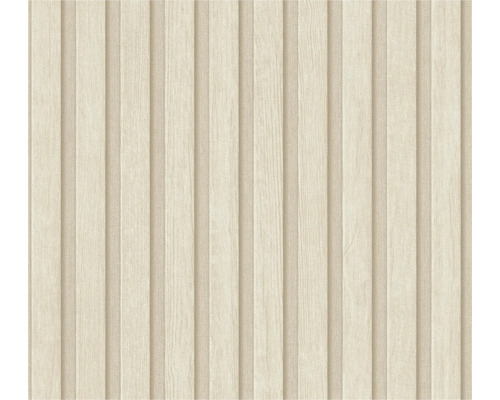 A.S. CRÉATION Vliesbehang 39109-6 Pint Walls houtoptiek crème beige Houten paneelbehang met verticale lamellen