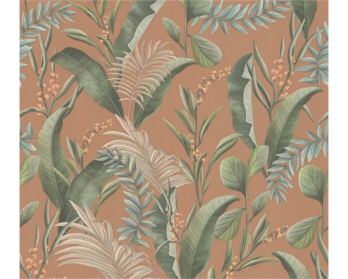 A.S. CRÉATION Vliesbehang bloemen oranje rood groen beige Behang met plantenmotief