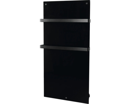 Zwarte handdoekradiator met twee handdoekhouders