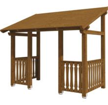 Houten paviljoen met dak en leuning