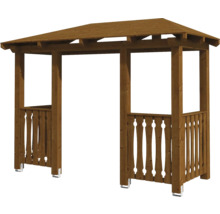 Houten paviljoen met dak en leuning