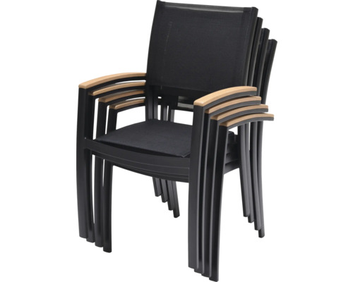 Stapelbare tuinstoelen met houten armleuningen