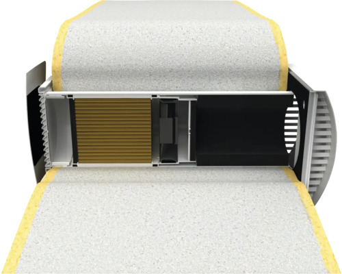 Dwarsdoorsnede van een ventilatiesysteem voor een huisdak.