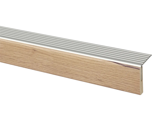 Trapprofiel van hout met zilverkleurige antisliprand