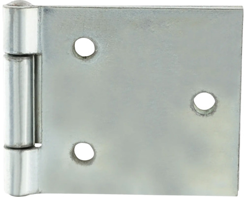 Een enkel, verzinkt scharnier met drie gaten voor bevestiging.