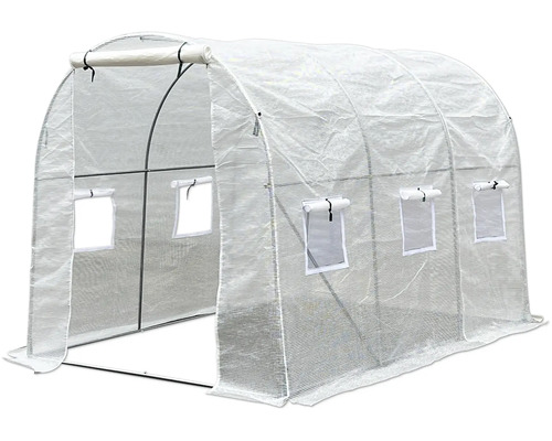 Tuinkas met foliehoes en raamopeningen