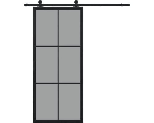 PERTURA Stalen schuifdeur industrieel 2602 grijs gerookt glas 100x215 cm met rail basic