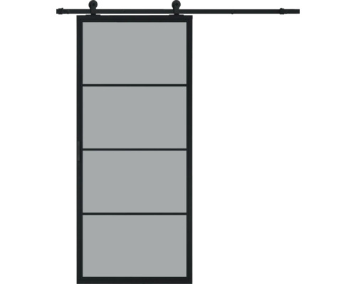 PERTURA Stalen schuifdeur industrieel 2601 grijs gerookt glas 100x235 cm met rail basic