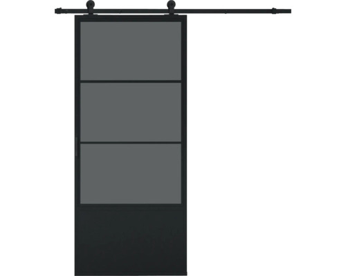 PERTURA Stalen schuifdeur industrieel 2650 zwart gerookt glas 100x215 cm met rail basic
