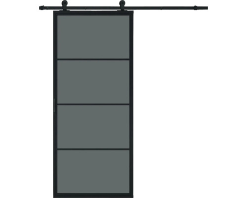 PERTURA Stalen schuifdeur industrieel 2601 zwart gerookt glas 100x215 cm met rail basic