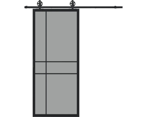 PERTURA Stalen schuifdeur industrieel 2603 grijs gerookt glas 100x235 cm met rail spaak