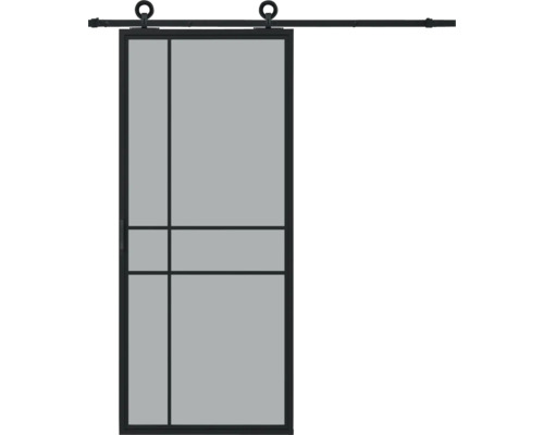 PERTURA Stalen schuifdeur industrieel 2603 grijs gerookt glas 100x215 cm met rail modern