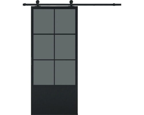 PERTURA Stalen schuifdeur industrieel 2651 zwart gerookt glas 100x215 cm met rail basic