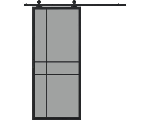 PERTURA Stalen schuifdeur industrieel 2603 grijs gerookt glas 100x235 cm met rail basic