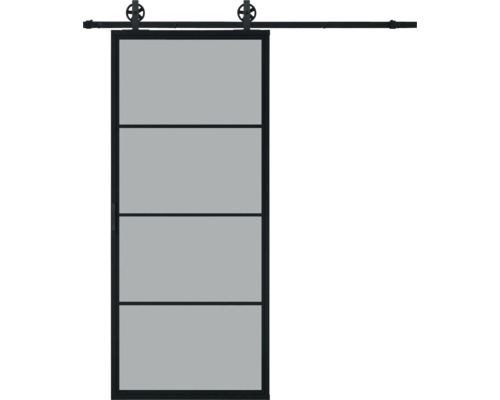 PERTURA Stalen schuifdeur industrieel 2601 grijs gerookt glas 100x235 cm met rail spaak