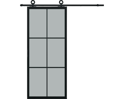 PERTURA Stalen schuifdeur industrieel 2602 grijs gerookt glas 100x215 cm met rail modern