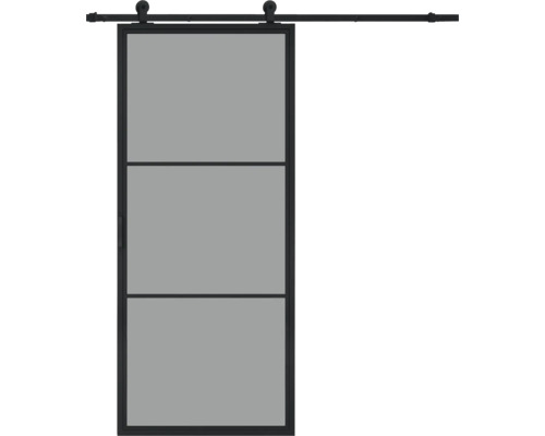 PERTURA Stalen schuifdeur industrieel 2600 grijs gerookt glas 100x235 cm met rail basic