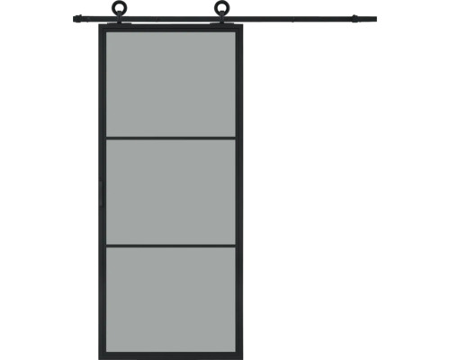 PERTURA Stalen schuifdeur industrieel 2600 grijs gerookt glas 100x215 cm met rail modern