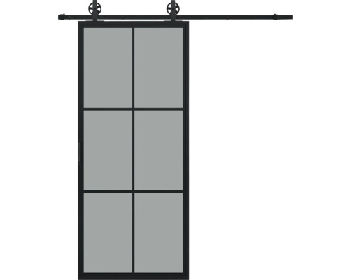 PERTURA Stalen schuifdeur industrieel 2602 grijs gerookt glas 100x235 cm met rail spaak