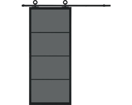 PERTURA Stalen schuifdeur industrieel 2601 zwart gerookt glas 100x215 cm met rail modern