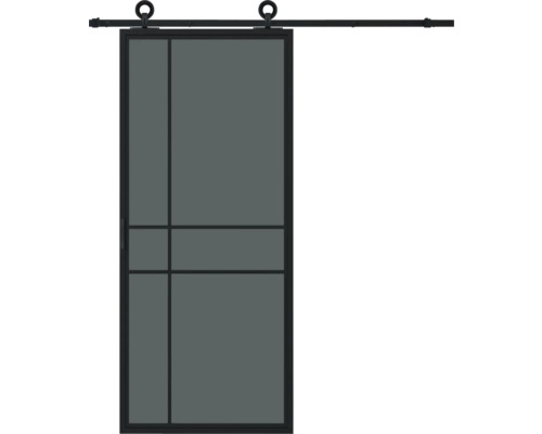 PERTURA Stalen schuifdeur industrieel 2603 zwart gerookt glas 100x215 cm met rail modern