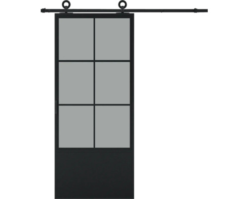 PERTURA Stalen schuifdeur industrieel 2651 grijs gerookt glas 100x215 cm met rail modern
