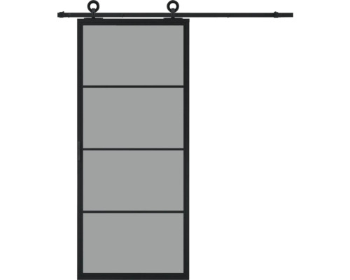 PERTURA Stalen schuifdeur industrieel 2601 grijs gerookt glas 100x215 cm met rail modern