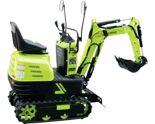 Minibagger met schep en rupsbanden