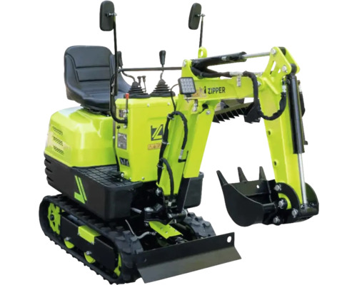 Zipper minigraver met rubberen rupsonderstel en schep