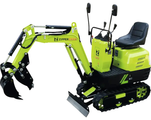 Zipper minigraver met schep en rupsbandaandrijving
